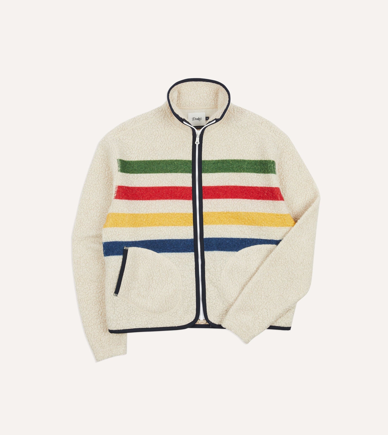 Stripe Boucle Wool Zip Fleece Jacket