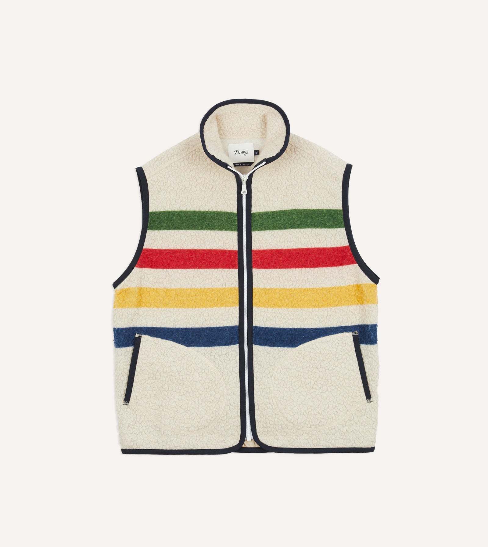 Stripe Boucle Wool Zip Fleece Vest