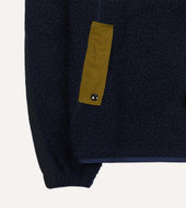 Ecru And Khaki Boucle Wool Half Zip Fleece Jacket