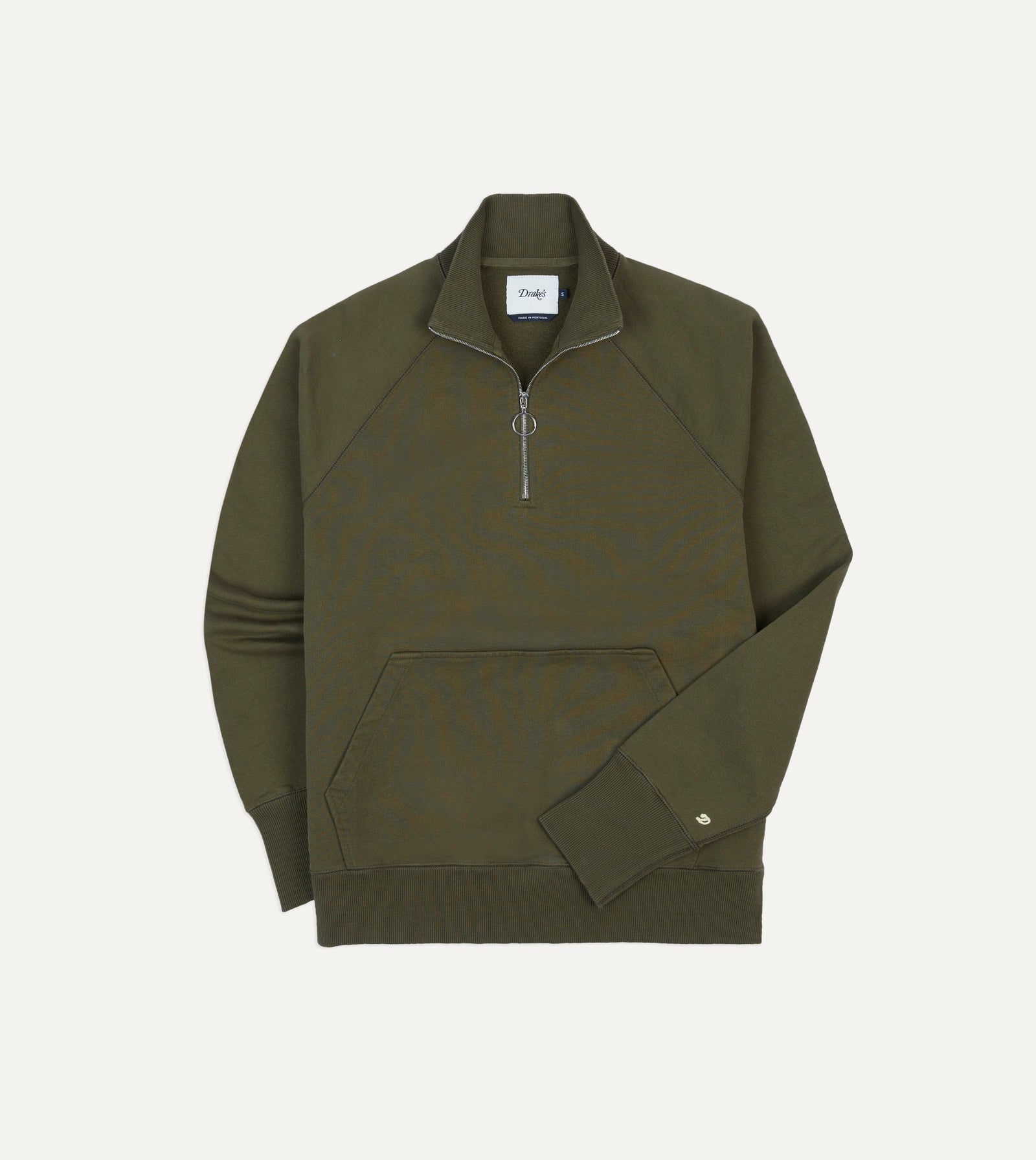 Green Cotton Quarter Zip Sweatshirt