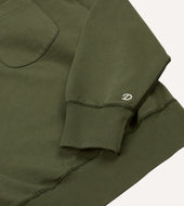 Green Cotton Quarter Zip Collared Sweatshirt