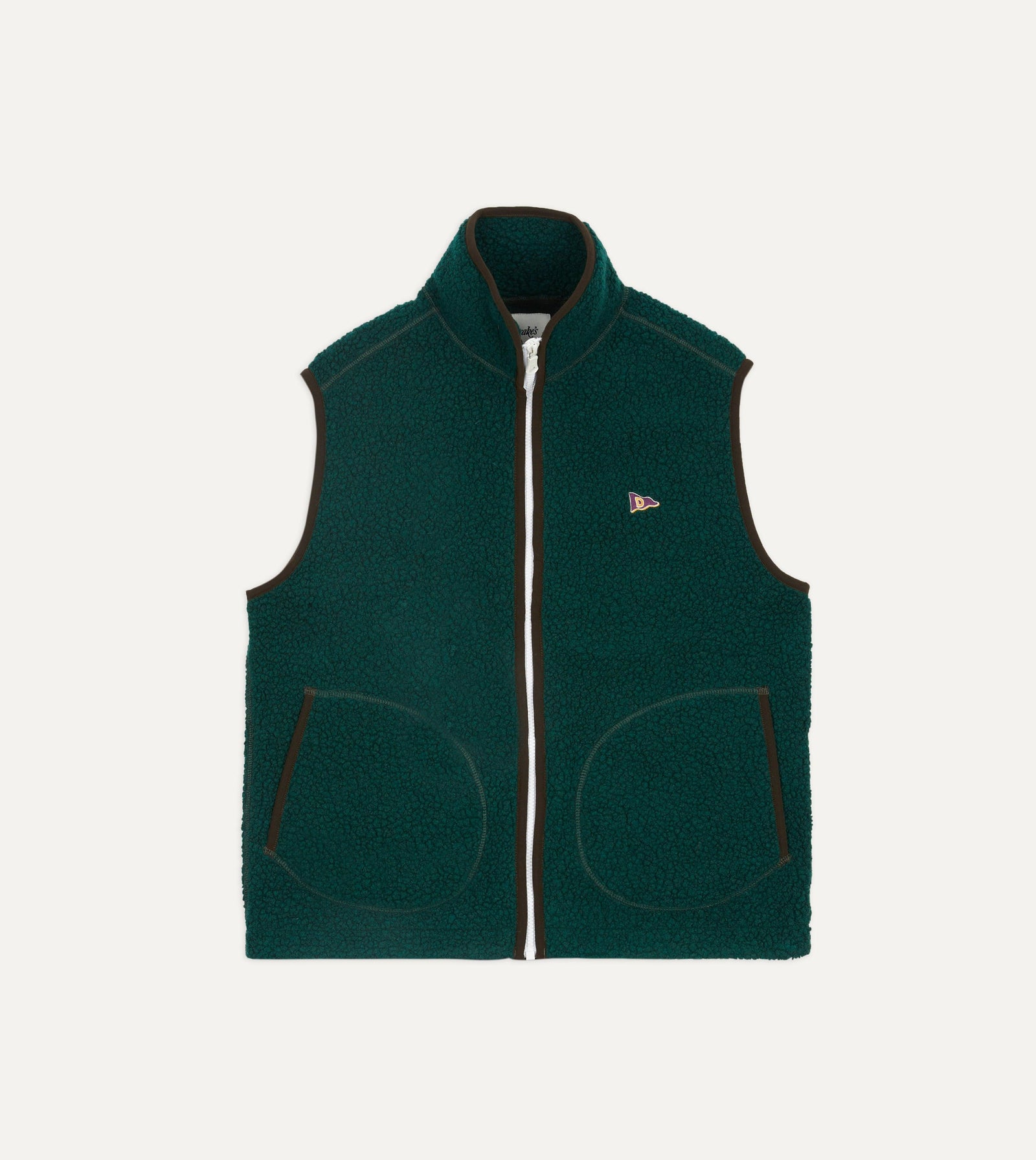 Dark Boucle Wool Zip Fleece Vest