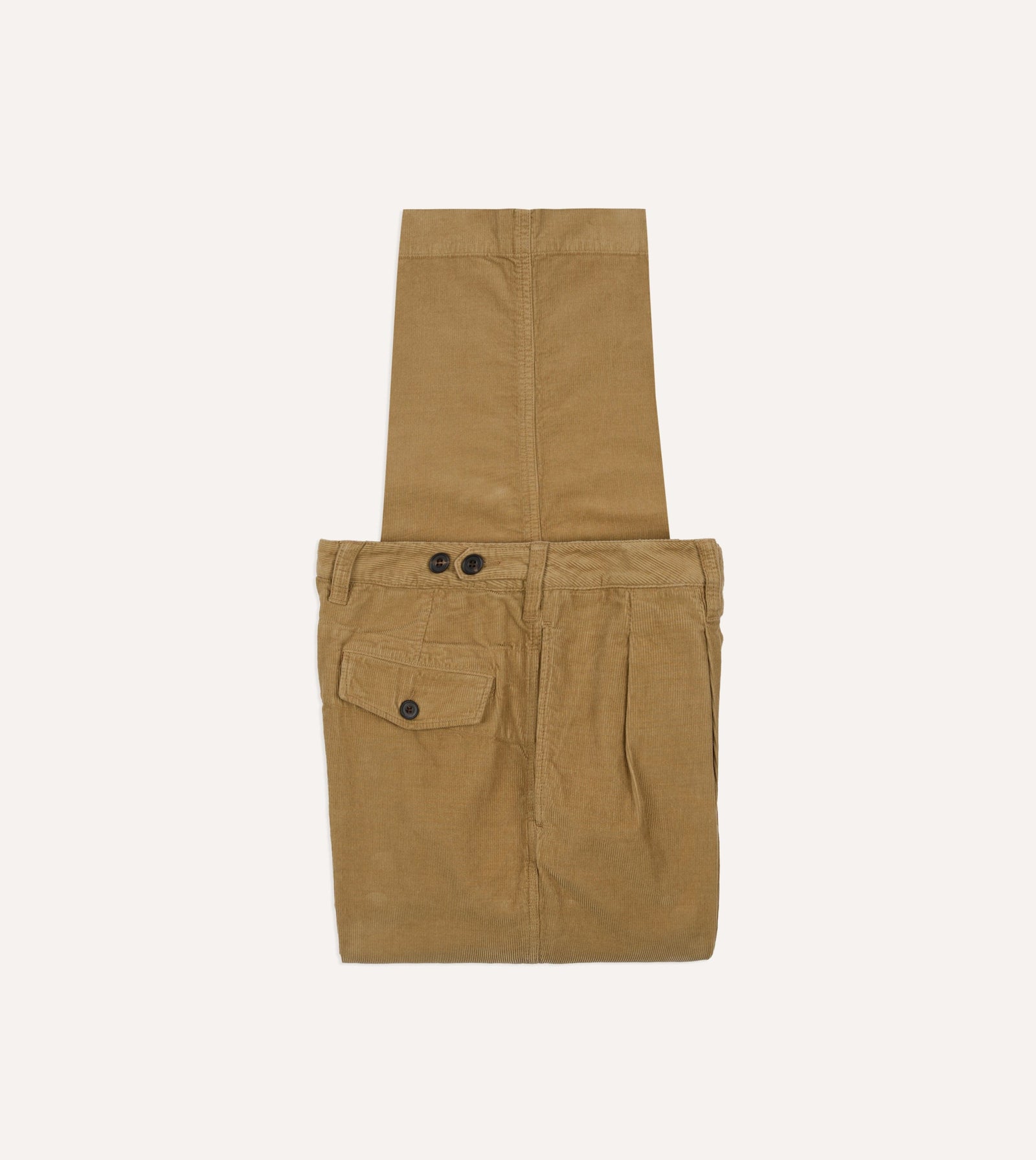 Cotton Corduroy Wide Leg Double Pleat Chino