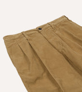 Cotton Corduroy Wide Leg Double Pleat Chino