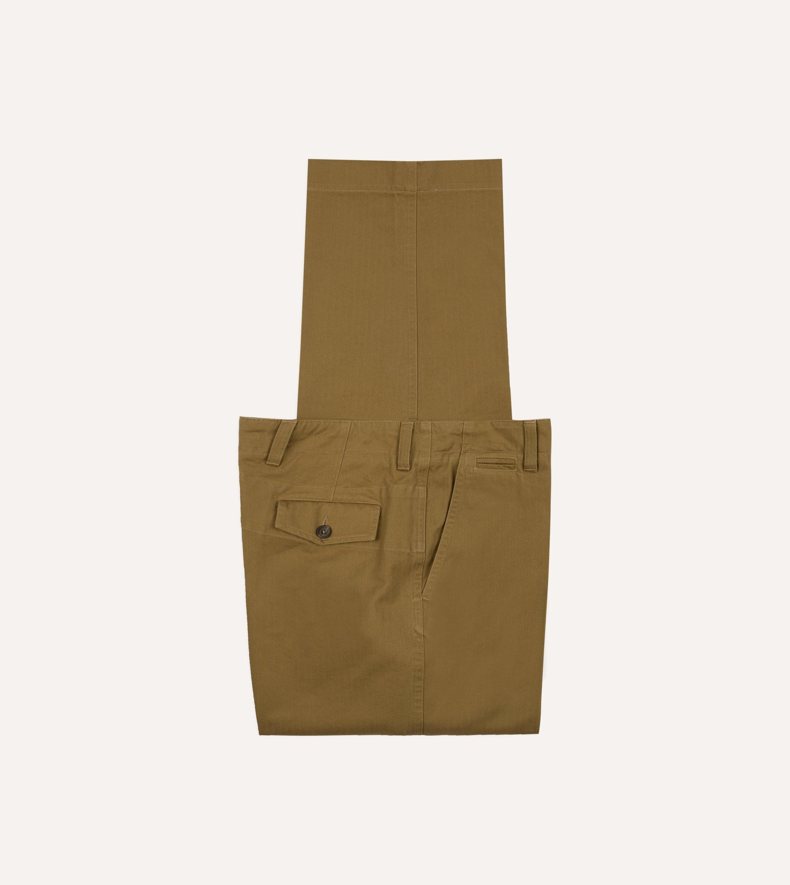 Herringbone Cotton Wide Leg Flat Front Chino