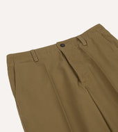 Herringbone Cotton Wide Leg Flat Front Chino