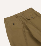 Herringbone Cotton Wide Leg Flat Front Chino