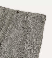 Grey Herringbone Harris Tweed One Pleat Games Trousers
