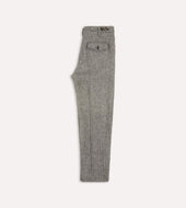 Grey Herringbone Harris Tweed One Pleat Games Trousers
