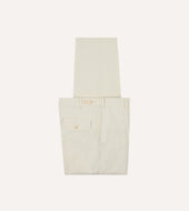 Ecru Herringbone Twill Cotton Games Trouser
