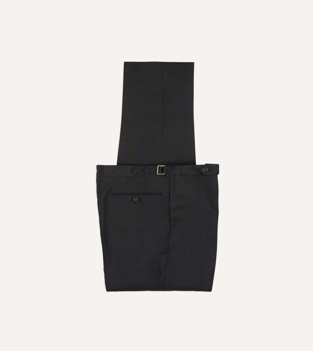Black Irish Linen Single Pleat Trouser