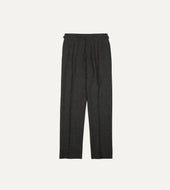 Grey Prince Of Wales Check Wool Flannel Single Pleat Trouser