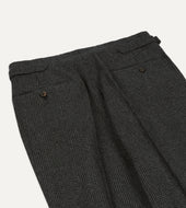 Grey Prince Of Wales Check Wool Flannel Single Pleat Trouser
