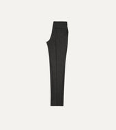 Grey Prince Of Wales Check Wool Flannel Single Pleat Trouser