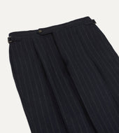 Chalkstripe Wool Flannel Single Pleat Trouser