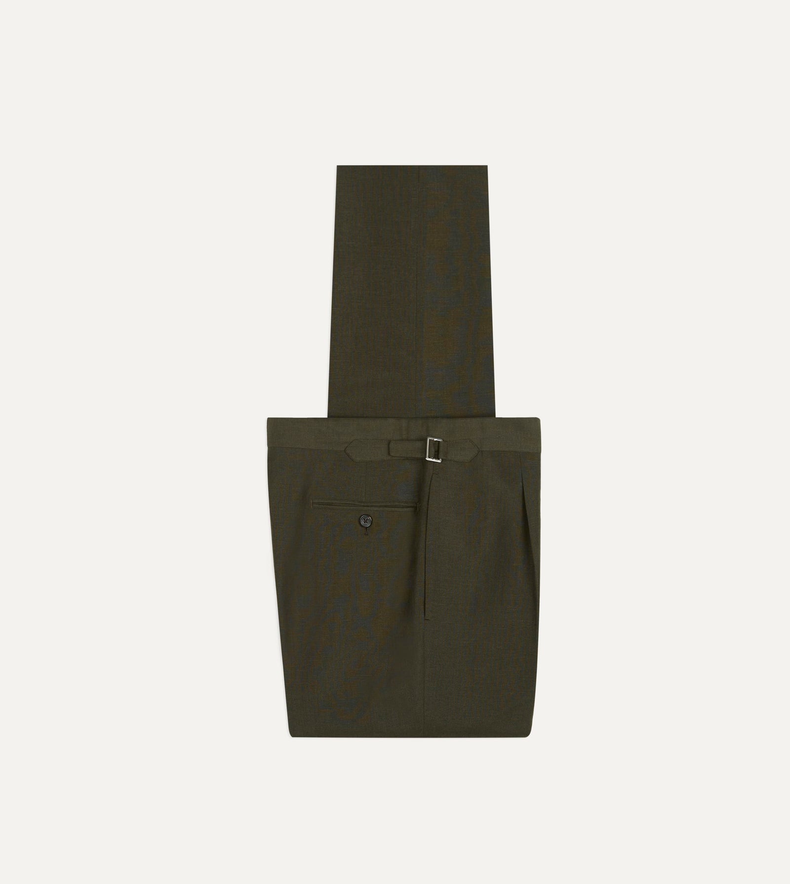 Green Linen Wool Single Pleat Trouser