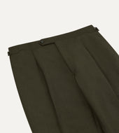 Green Linen Wool Single Pleat Trouser