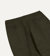 Green Linen Wool Single Pleat Trouser