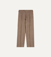 Prince Of Wales Check Linen Single Pleat Trouser