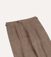 Prince Of Wales Check Linen Single Pleat Trouser