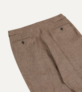 Prince Of Wales Check Linen Single Pleat Trouser