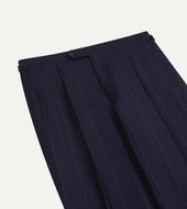 Pinstripe Wool Linen Single Pleat Trouser