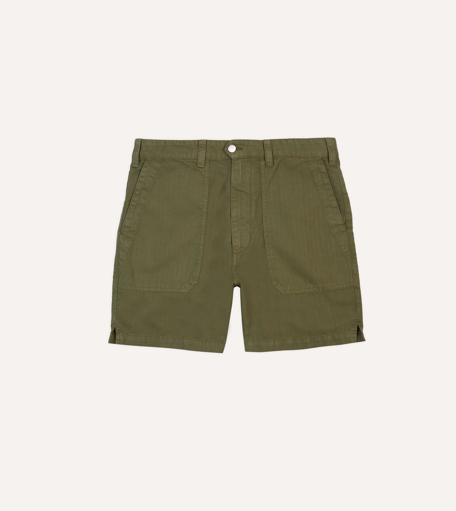 Cotton Linen Herringbone Fatigue Shorts