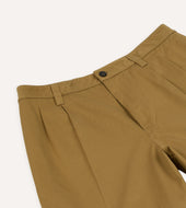 Cotton Wide Leg Double Pleat Shorts