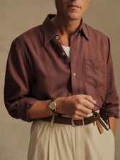 Burgundy Draped Linen Lounge Lizard Shirt