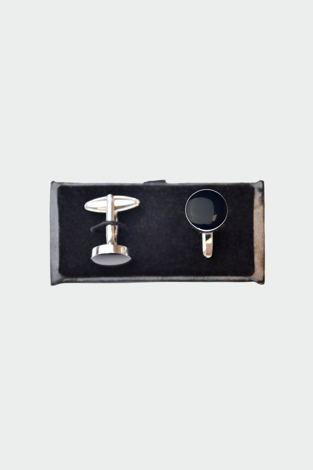 Boutons De Manchette Rond Noir Et Argent