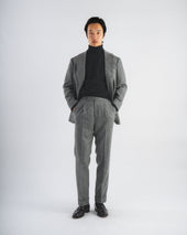 Single Pleat Trouser Grey Herringbone Wool