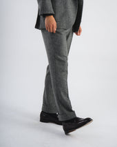 Single Pleat Trouser Grey Herringbone Wool