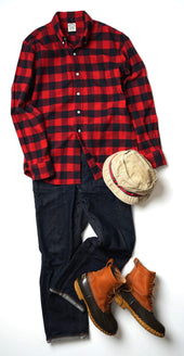 VINTAGE IVY - BUFFALO CHECK COTTON FLANNEL BUTTON-DOWN