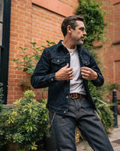 19oz Left-Hand Twill Selvedge Denim Type III Jacket - Indigo Overdyed Black