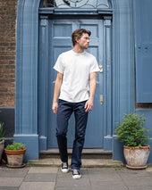 9oz Mercerised Selvedge Cotton Slim Tapered Chinos - Navy