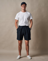 S005 Linen Drawstring Shorts - Navy