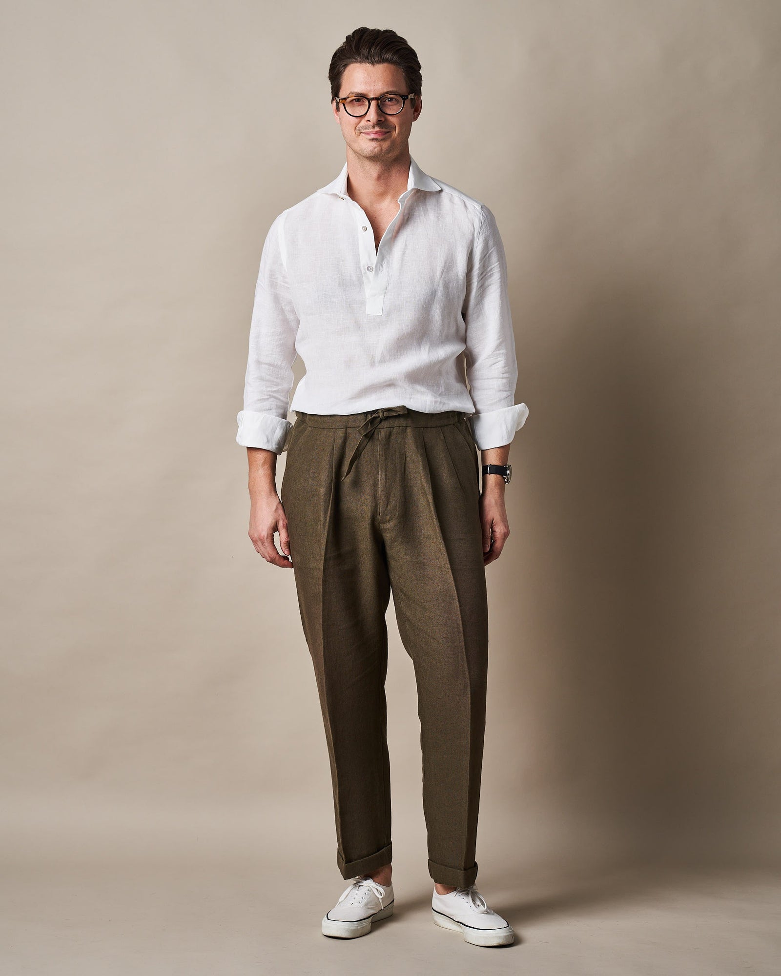 T005 Linen Drawstring Trouser - Khaki