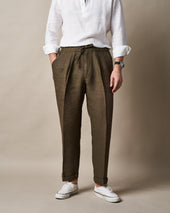 T005 Linen Drawstring Trouser - Khaki