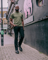 Berkeley Supply x Snake Oil Provisions Collaboration 21oz Selvedge Denim Slim Tapered Jeans - Superblack (Fades To Grey)