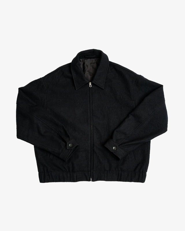MACHINE JACKET - PIECE DYED BLACK WOOL FLANNEL