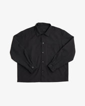 TRAVAIL SHIRT - BLACK MEDIUMWEIGHT WOOL GABARDINE