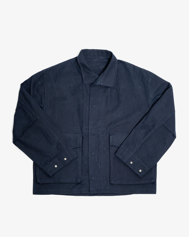 SIX JACKET - NAVY WAXED COTTON/WASHI OXFORD CLOTH