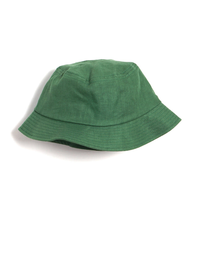 Linen Herringbone Bucket Hat | Green