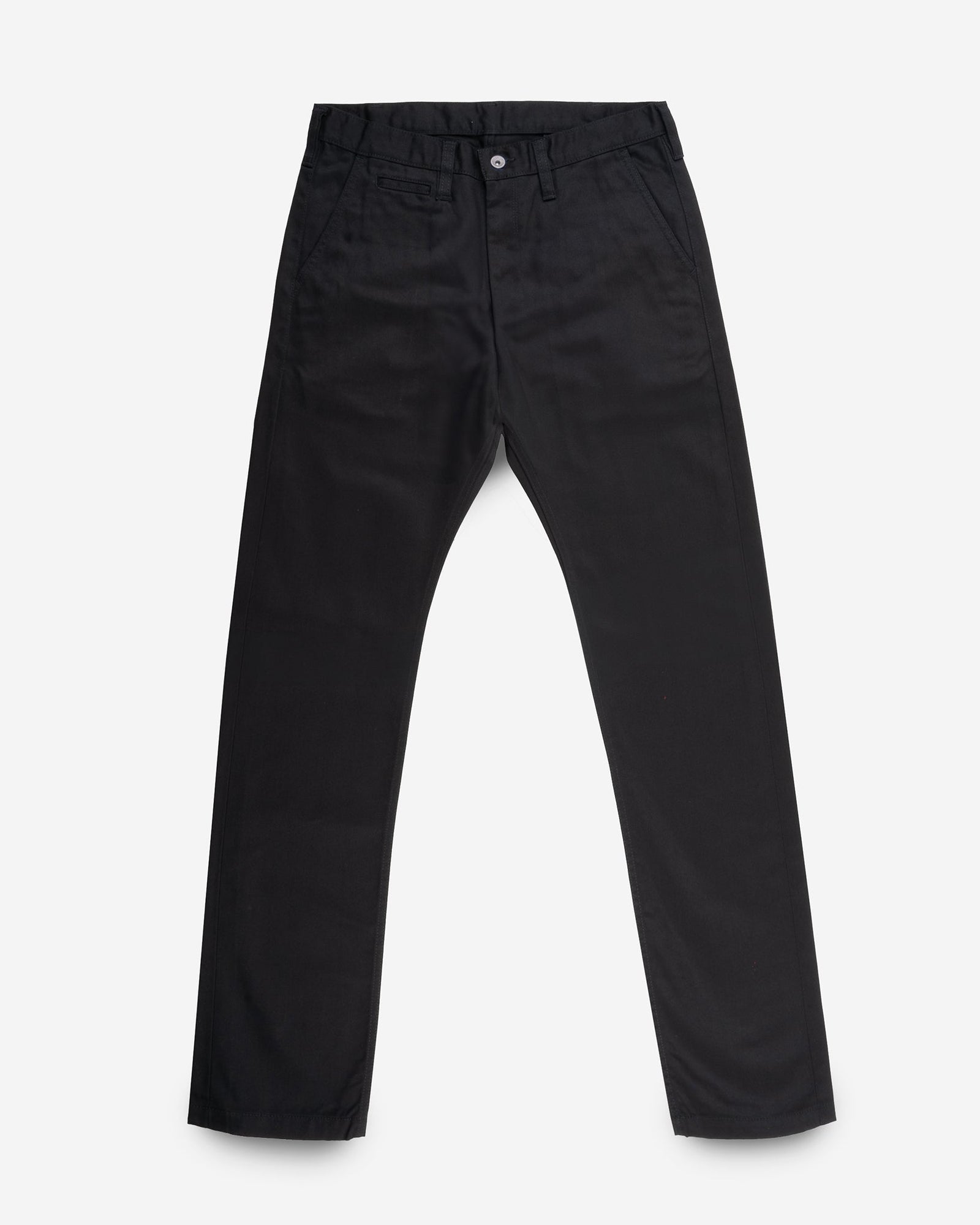 9oz Mercerised Selvedge Cotton Relaxed Tapered Cut Chinos - Black