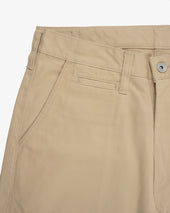 9oz Mercerised Selvedge Cotton Relaxed Tapered Cut Chinos - Khaki