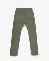 9oz Mercerised Selvedge Cotton Relaxed Tapered Cut Chinos - Olive