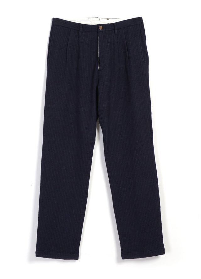 C/W 2TUCK Trousers | Pinstripe Navy