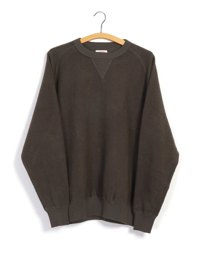 ANAMAUP | Brushed Fleece Crewneck | Black Olive