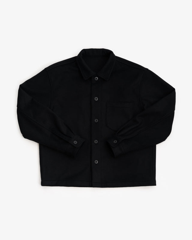 TRAVAIL SHIRT - BLACK WOOL FLANNEL