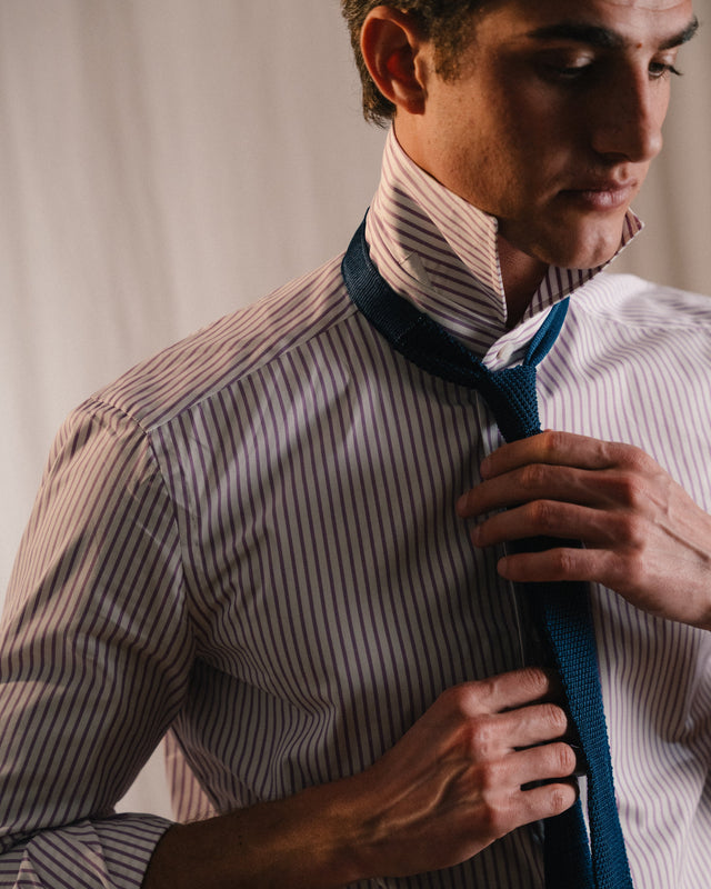 White / Purple Striped Shirt